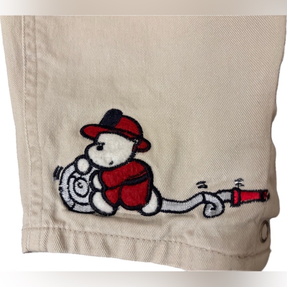 Vintage 90’s Baby Toddler Fire Department Cute Puppy Khaki Denim Overalls - 24M - Picture 11 of 16